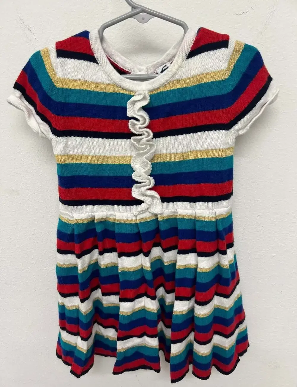 Janie and Jack Multicolored Striped Knit Ruffle Dress Size 3